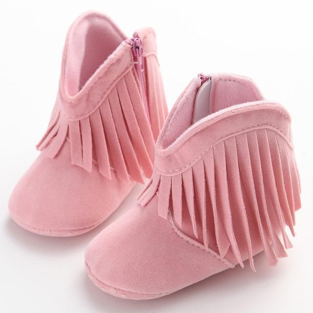 Shoes Pink / 0 - 6M Solid Fringe Baby Shoes