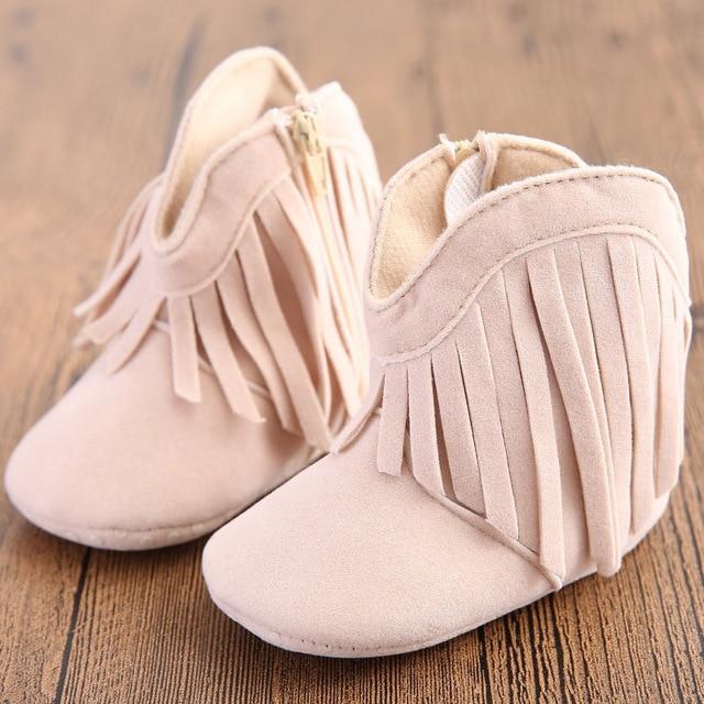Shoes White / 0 - 6M Solid Fringe Baby Shoes
