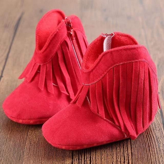 Shoes Red / 0 - 6M Solid Fringe Baby Shoes