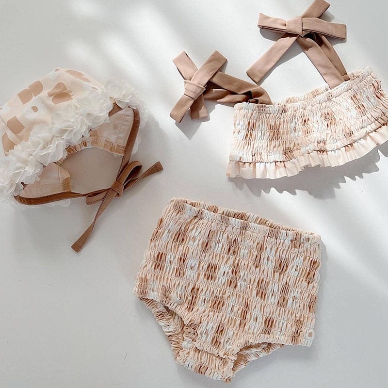 beige set / 6-9M Split Swimwear