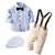 Boy's Clothing Blue Striped Shirt + Khaki Pants + Striped Hat / 4T Stripe Shirt Boy Outfit