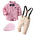 Boy's Clothing Pink Striped Shirt + Khaki Pants + Pink Hat / 12M Stripe Shirt Boy Outfit