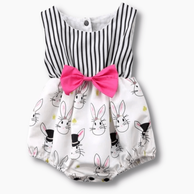 Striped Bunny Baby Romper