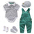 Boy's Clothing 5 pieces suit / 12M / China Baby Boy Set Cotton Hat + Striped Romper