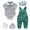 Boy&#39;s Clothing 5 pieces suit 2 / 3M / China Baby Boy Set Cotton Hat + Striped Romper
