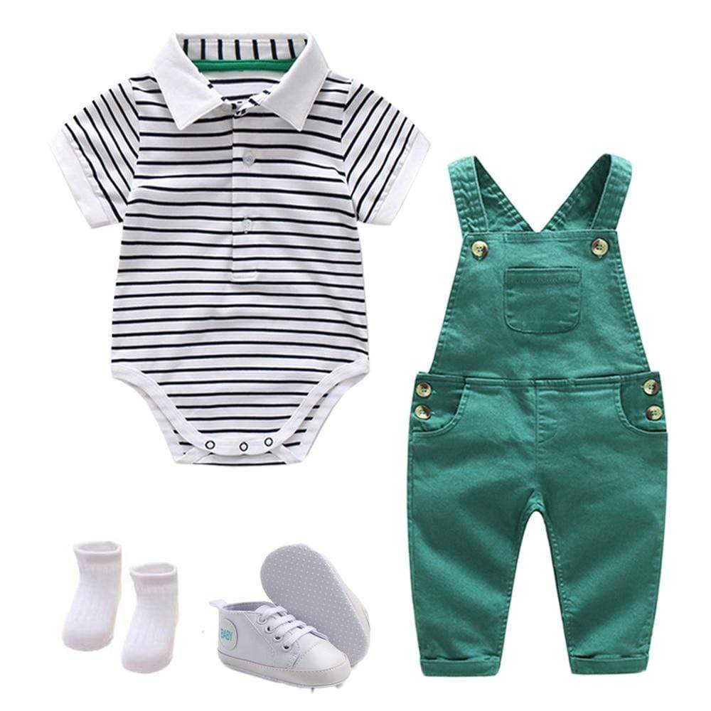 Boy's Clothing Baby Boy Set Cotton Hat + Striped Romper