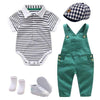 Boy&#39;s Clothing 5 pieces suit 3 / 3M / China Baby Boy Set Cotton Hat + Striped Romper