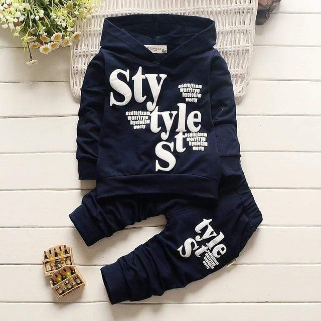 navy 100278 / 5 Alphabet Long Sleeve Top Pants