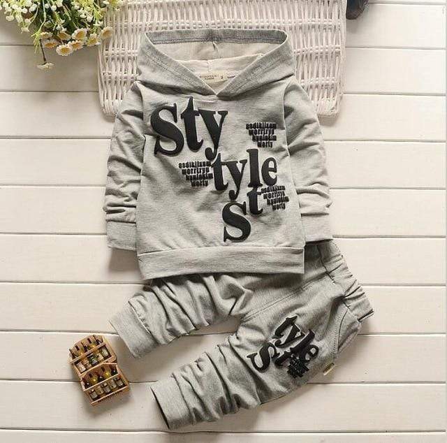 gray 100278 / 18M Alphabet Long Sleeve Top Pants
