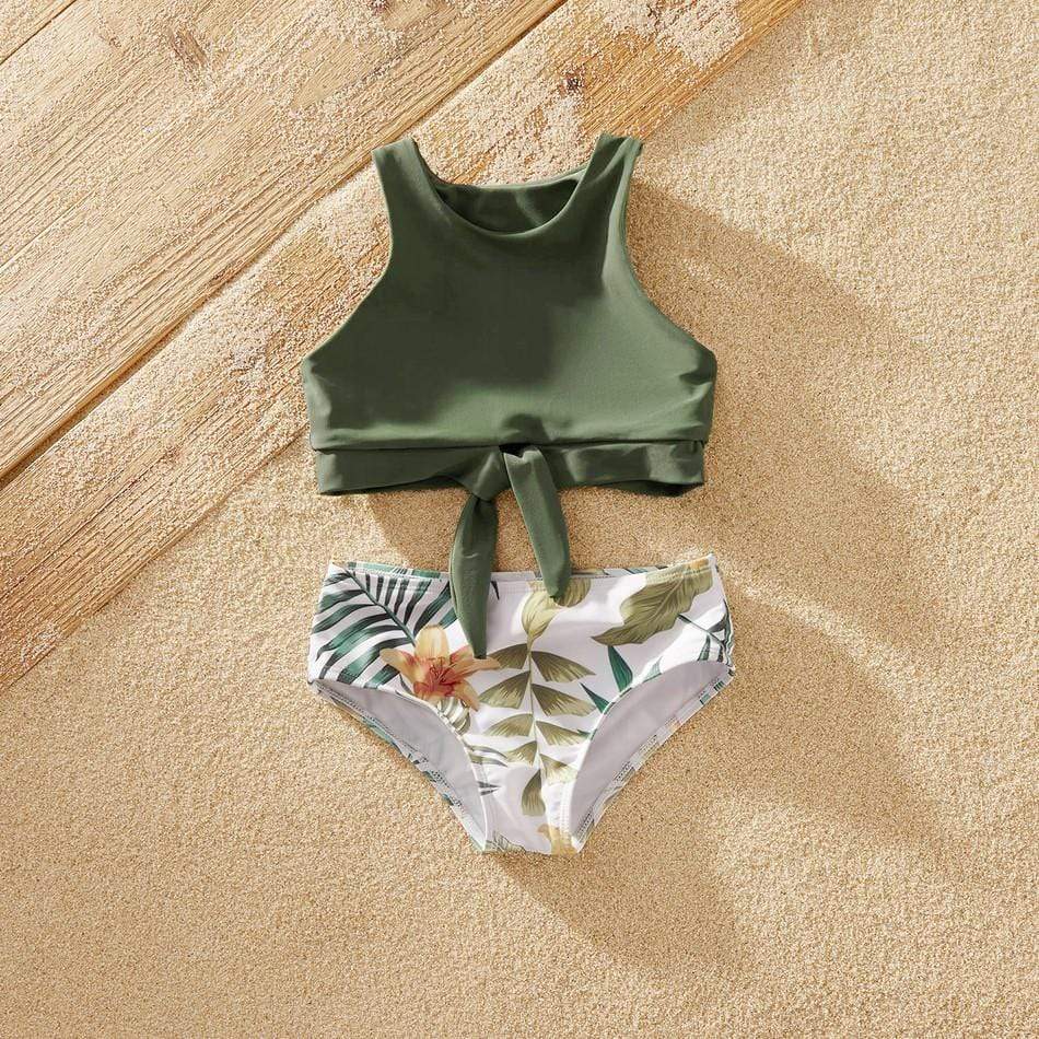 Girl's Clothing Summer Tankini Floral and Leaf Swimsuit