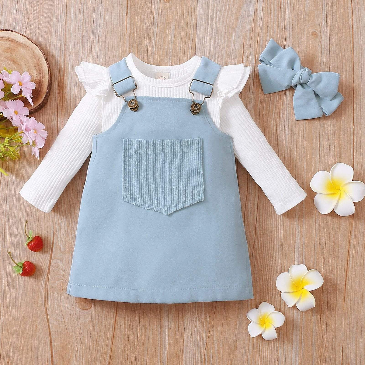 Girl's Clothing Suspender Skirt and Headband