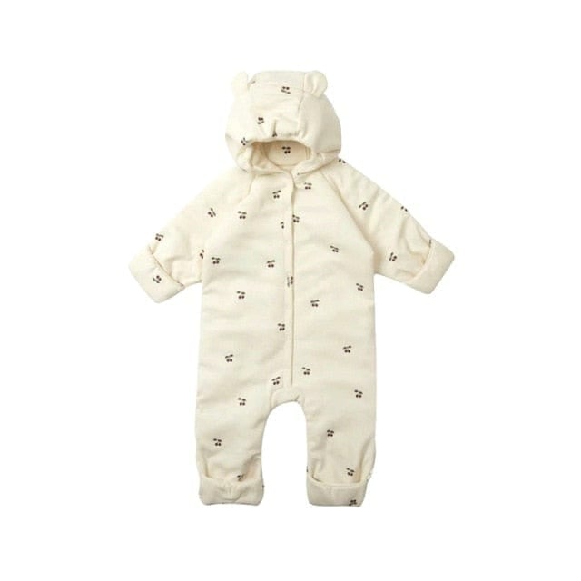 Olive / 12-18M 80cm Three-layer Quilted Baby Jumpsuit