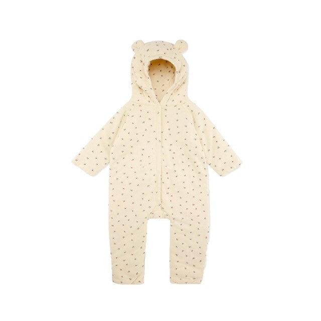 Rose / 0-6M 66cm Three-layer Quilted Baby Jumpsuit