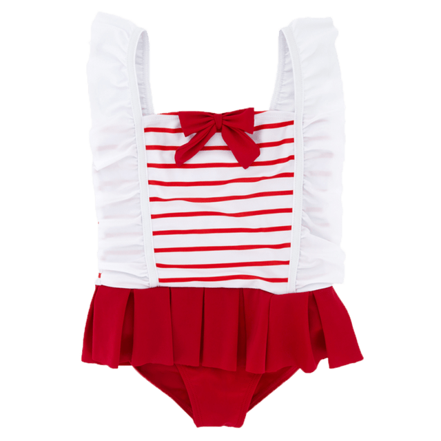 Girl's Clothing Red with Ribbon / 7T Toddler Patterned Swimwear