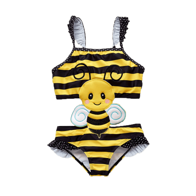 Girl's Clothing Yellow Black Bee / 5T Toddler Patterned Swimwear