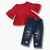 Girl&#39;s Clothing Tops Embroidery Denim Pants Outfit