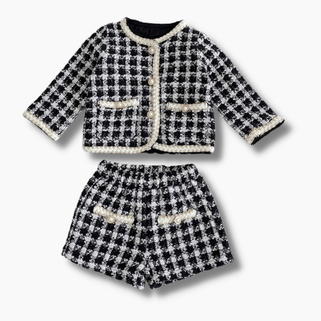 Two-Piece Plaid Blazer and Shorts Set