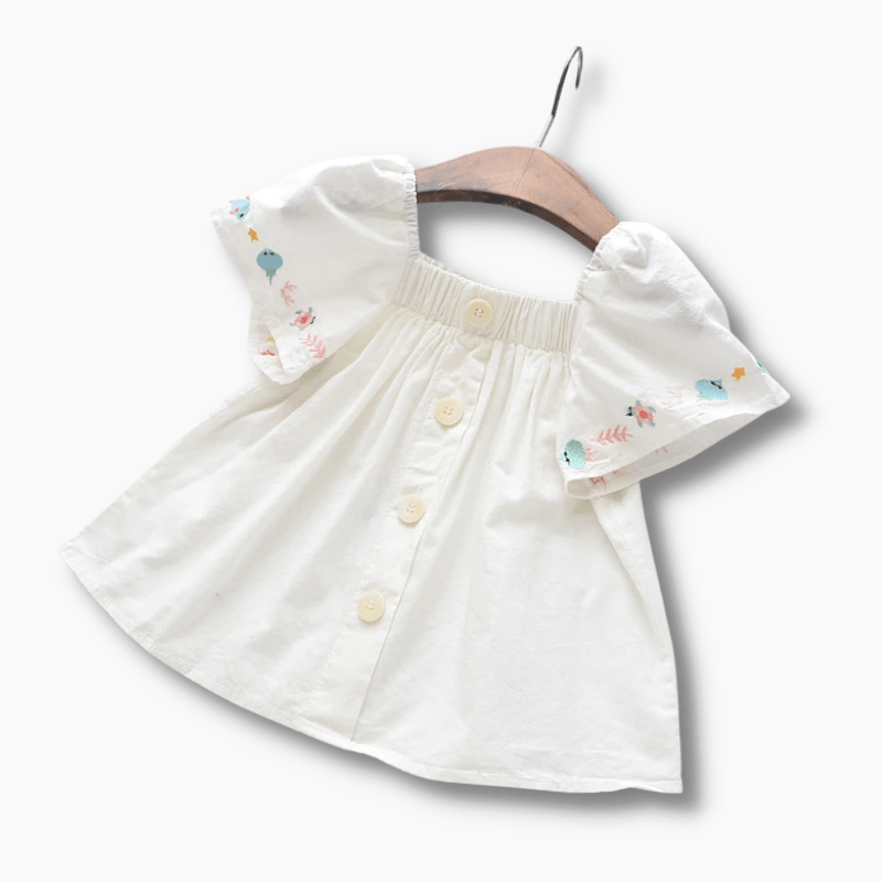 Girl's Clothing Undersea Embroidered Top