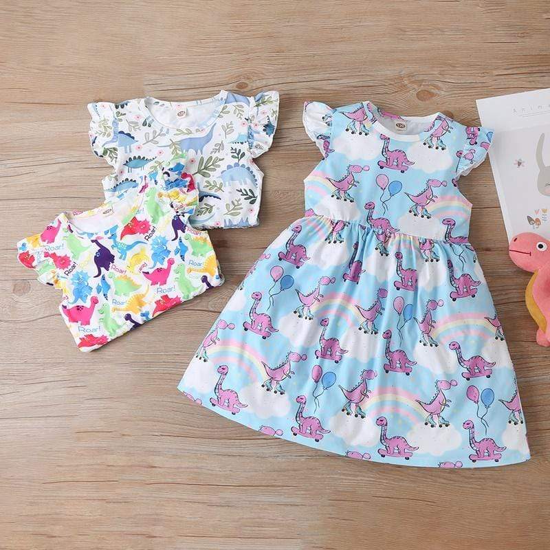 Girl's Clothing Unicorn Dinosaur  Dress