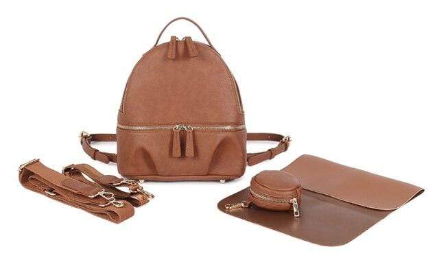 Diaper Bag Tan Brown Vegan Leather Diaper Backpack