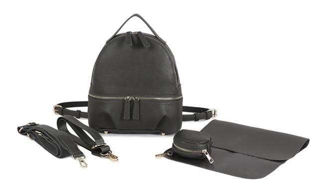 Diaper Bag Black Vegan Leather Diaper Backpack