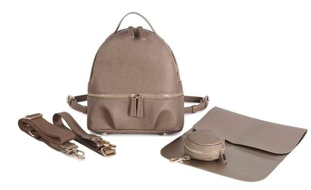 Diaper Bag Taupe Vegan Leather Diaper Backpack