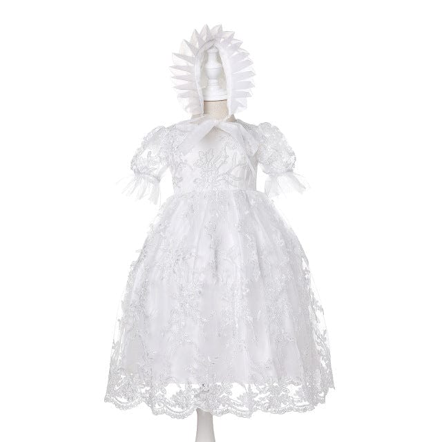 408 ivory / 3M / China Vintage Baby Girl Dress Baptism Dresses
