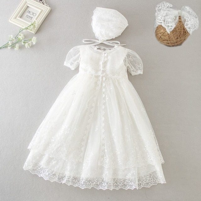 9903 with headband / 18M / China Vintage Baby Girl Dress Baptism Dresses