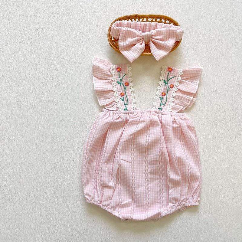 Girl's Clothing Vintage Floral Embroidered Romper