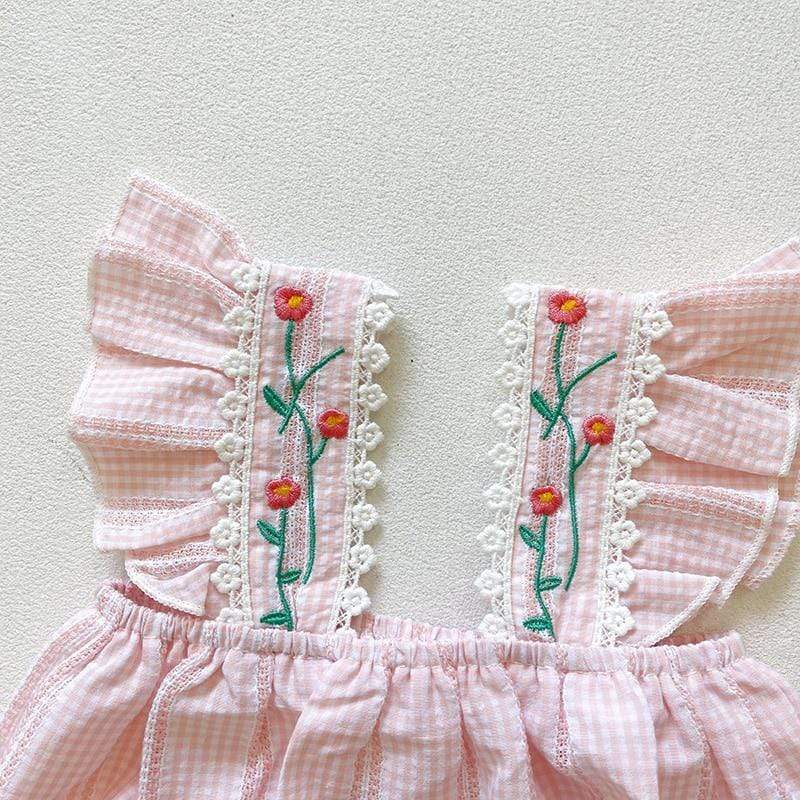 Girl's Clothing Vintage Floral Embroidered Romper