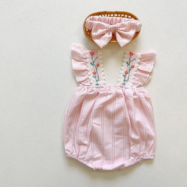 Girl's Clothing Pink / 3T Vintage Floral Embroidered Romper