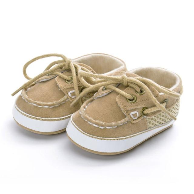 Shoes Khaki / 6-12M Vintage Leather Lace-UP Soft Shoes