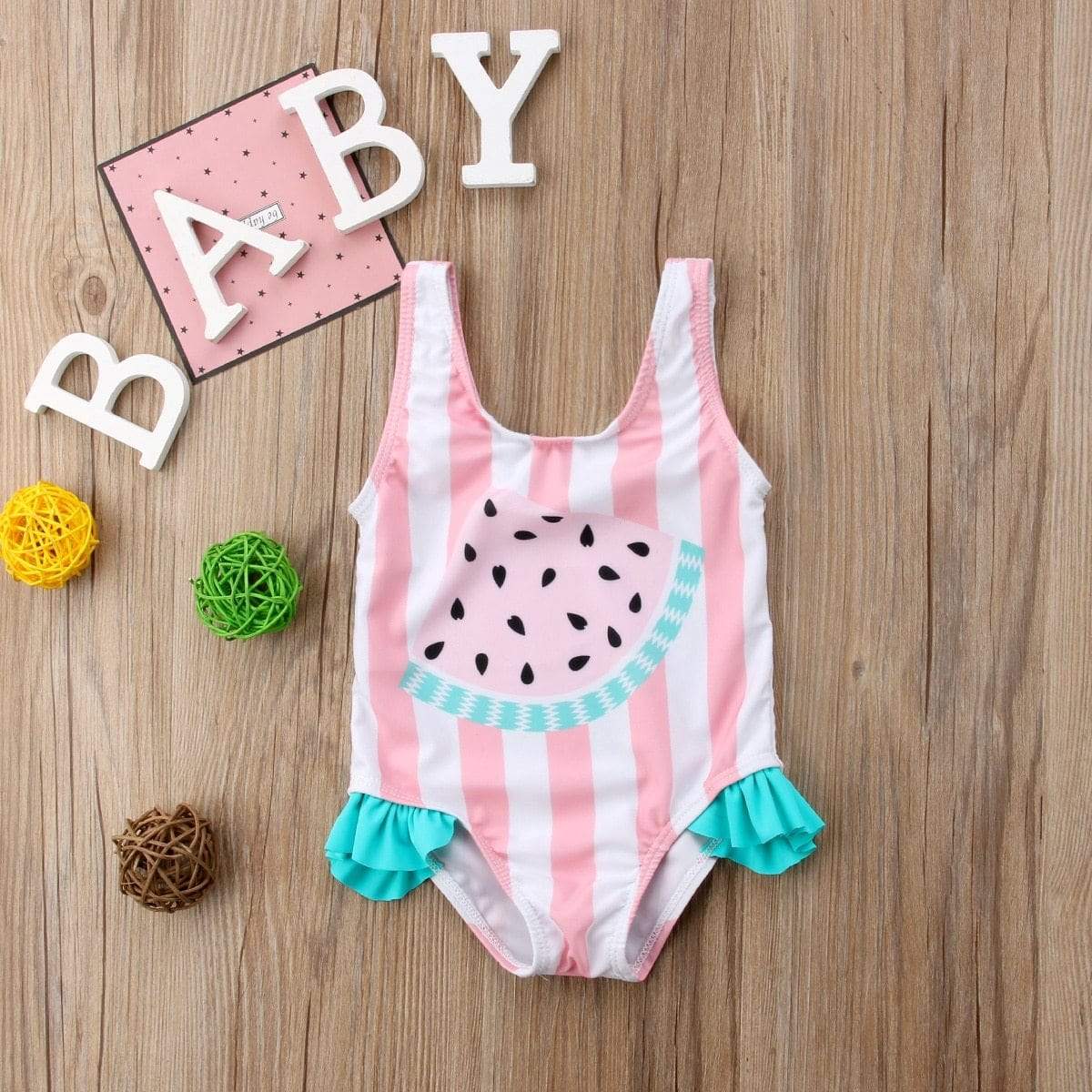 Girl&#39;s Clothing Watermelon Striped Swimsuit