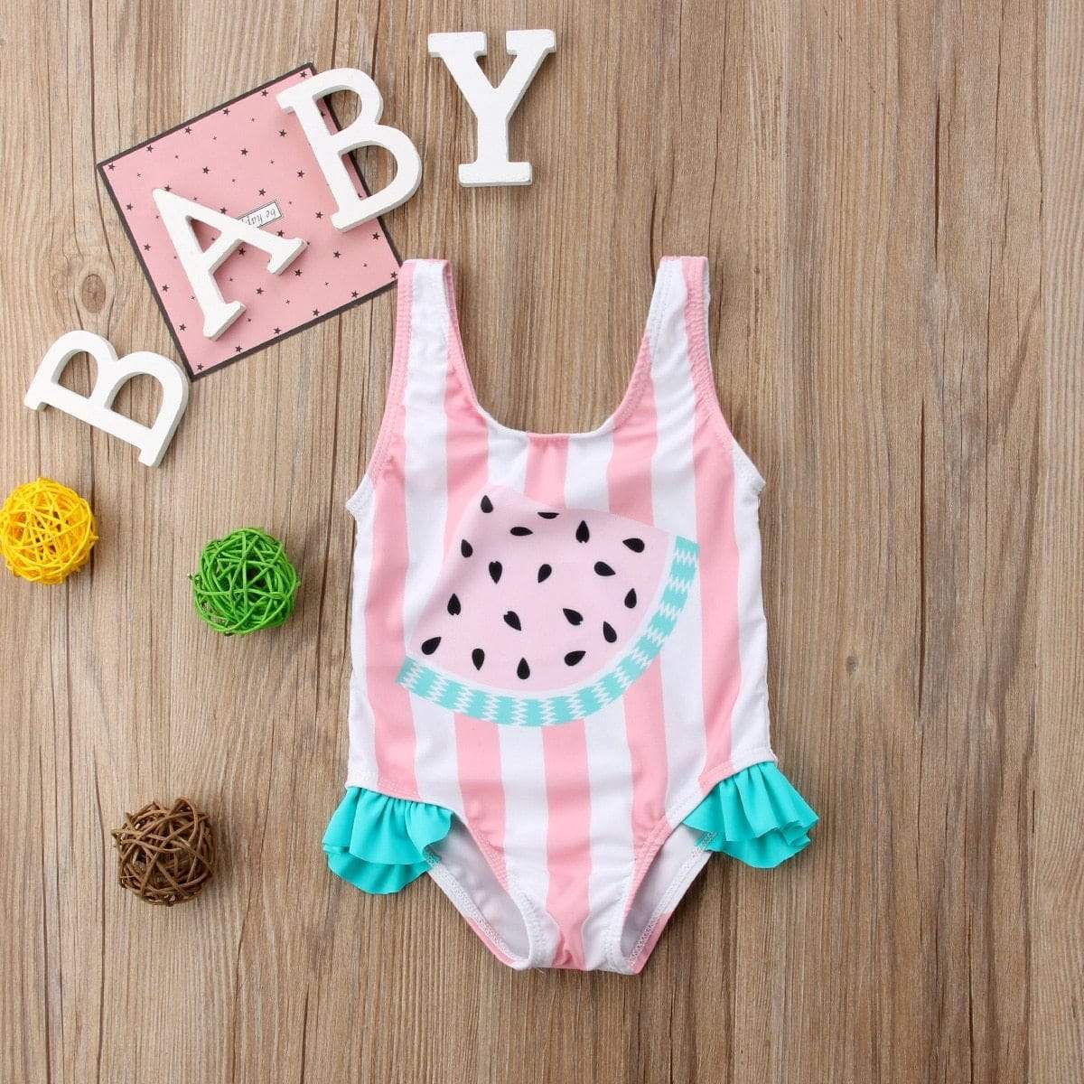 Girl's Clothing Watermelon Striped Swimsuit