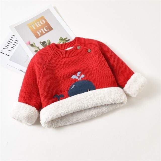 Girl's Clothing Red / 0-6M Whale Knit Sweater