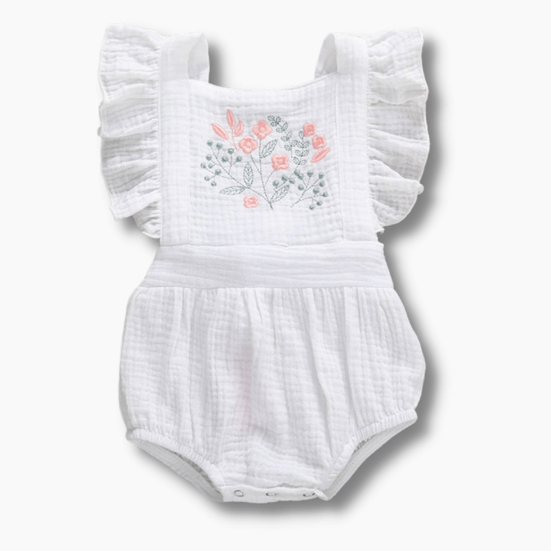 White Baby Girl Floral Romper