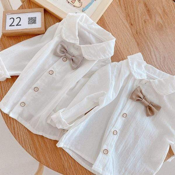 Boy's Clothing White Shirt Pants Bow Tie 3pcs Sets
