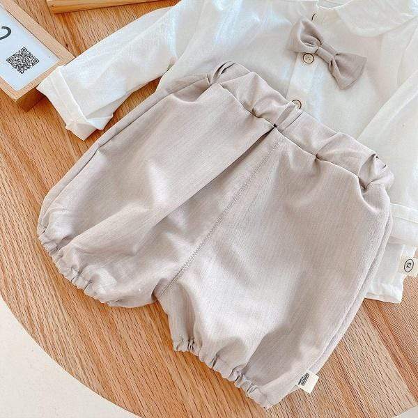 Boy's Clothing White Shirt Pants Bow Tie 3pcs Sets