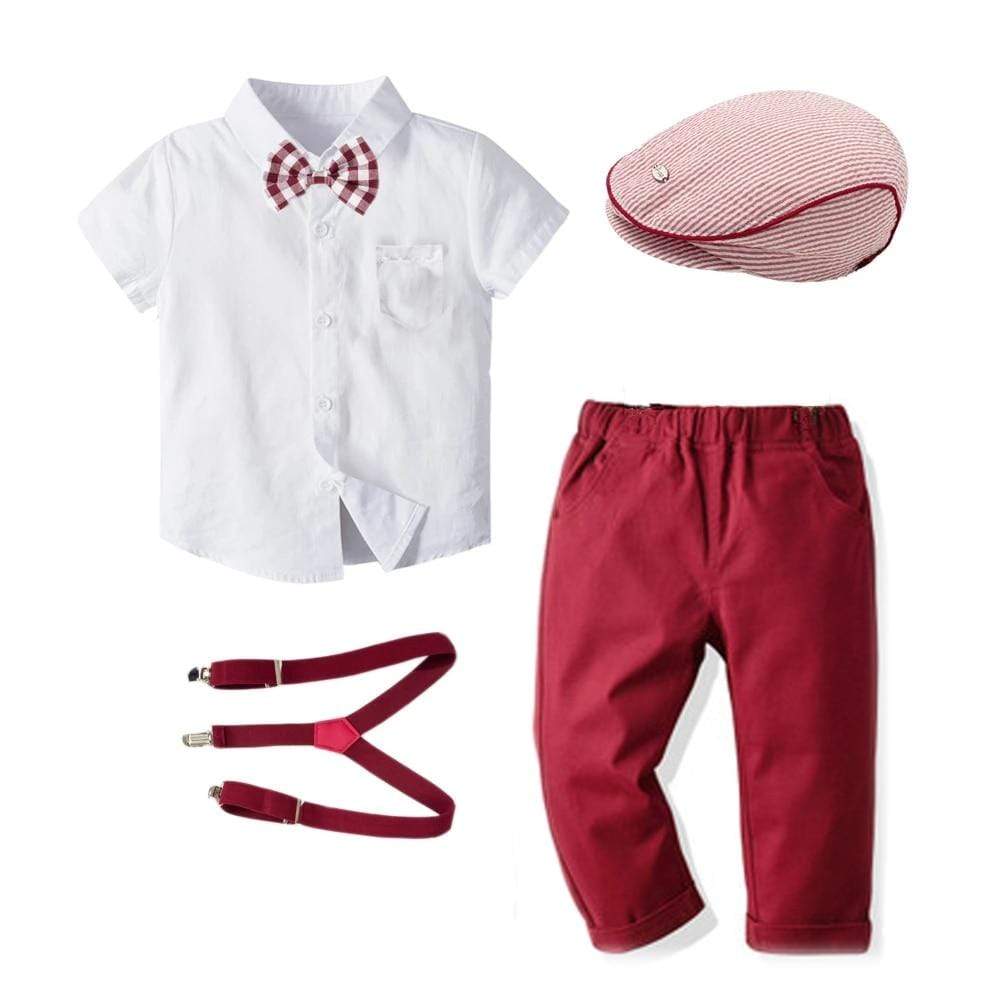 White Shirt Red Pants Set