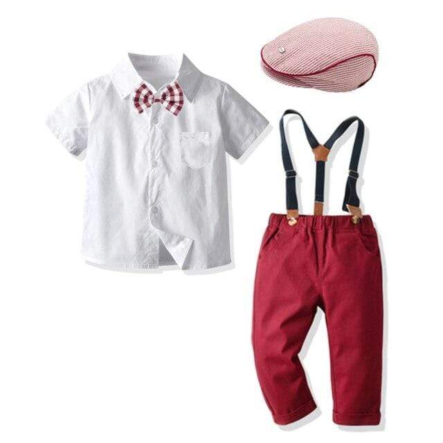 black belt / 9M / China White Shirt Red Pants Set