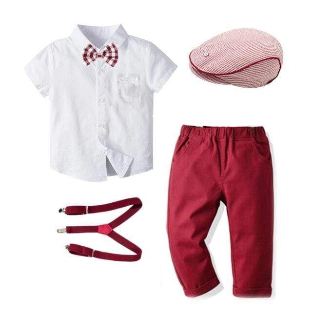 white shirt red / 3T / China White Shirt Red Pants Set