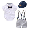 Boy&#39;s Clothing KB8034 Navy hat / 6M White Shirt &amp; Suspender Shorts