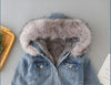 Girl&#39;s Clothing Grey Fur / 12M Winter Denim Jacket