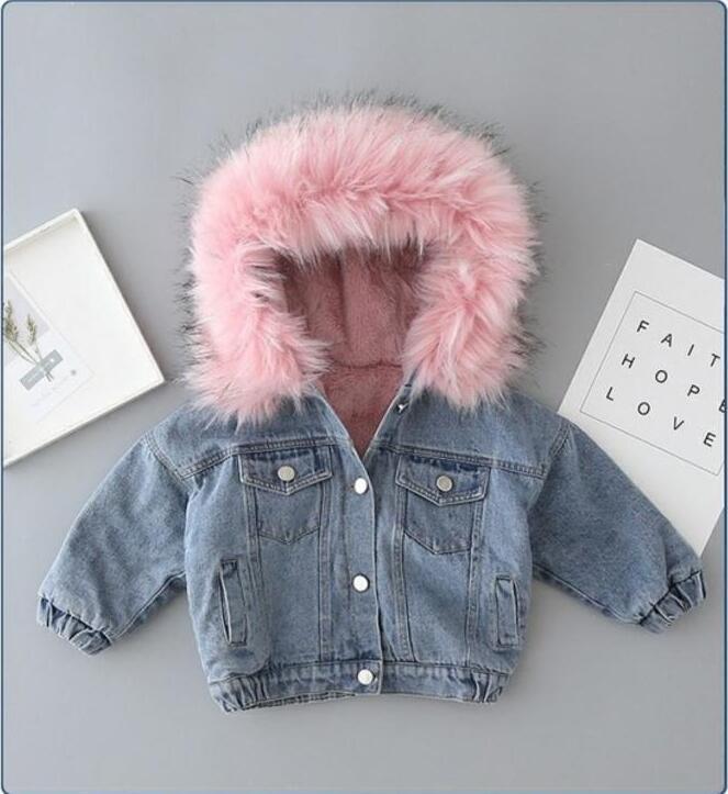 Girl's Clothing Pink Fur / 24M Winter Denim Jacket