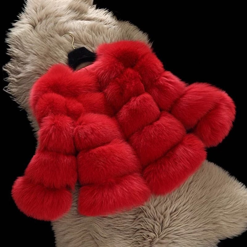 Red / 24M Winter Girls Faux Fur Coat E