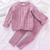 CRZX2807 Pink Sets / 3T Winter knitting Pullover Sweater+Pants