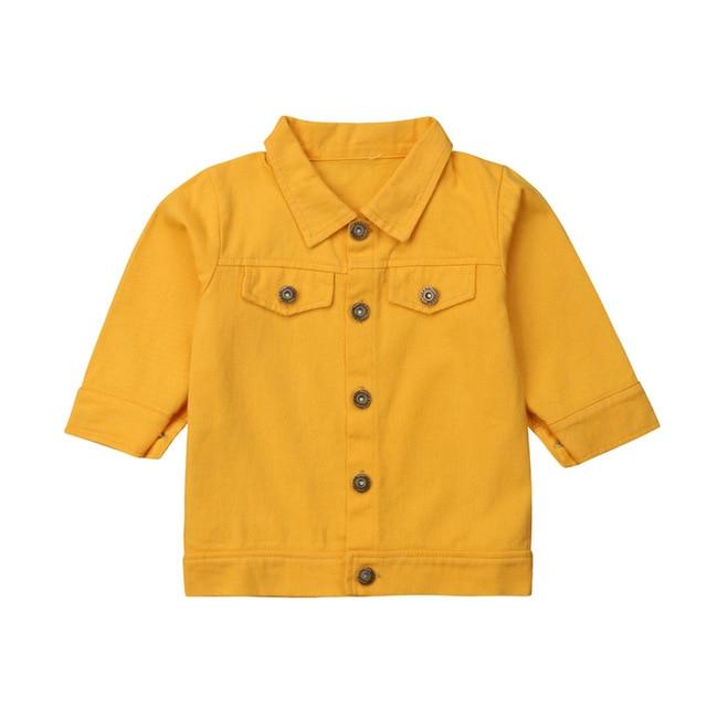 Yellow / 2T Denim Jacket Button Coat Outerwear