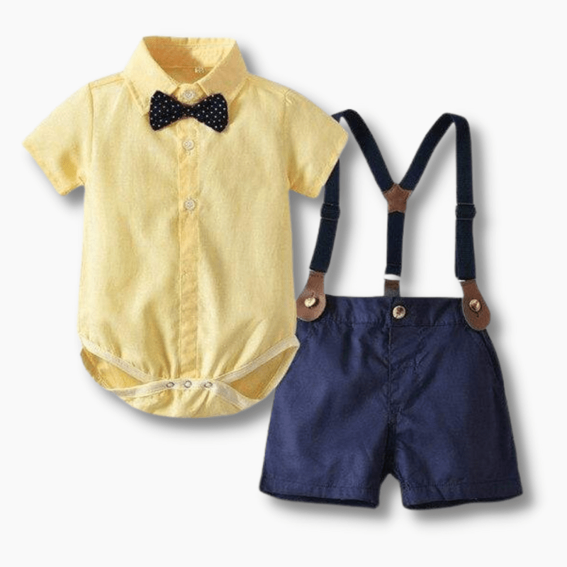 Boy's Clothing Yellow Tie Shirts And Overalls Set